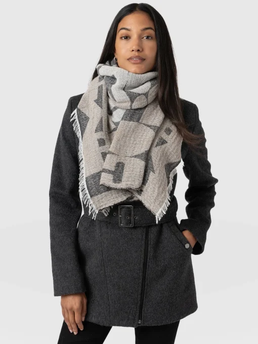 Saint and Sofia Abstract Rock Scarf - Black/Cream