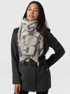 Saint and Sofia Abstract Rock Scarf - Black/Cream