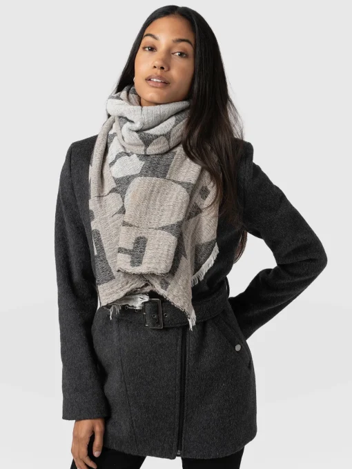 Saint and Sofia Abstract Rock Scarf - Black/Cream