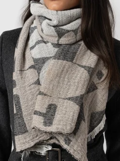 Saint and Sofia Abstract Rock Scarf - Black/Cream