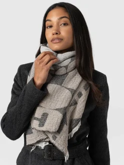 Saint and Sofia Abstract Rock Scarf - Black/Cream