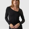 Saint and Sofia Aimee Cut Out Long Sleeve Tee - Black