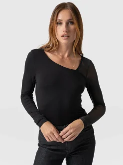 Saint and Sofia Aimee Cut Out Long Sleeve Tee - Black