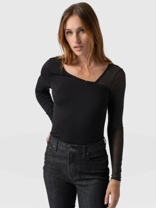 Saint and Sofia Aimee Cut Out Long Sleeve Tee - Black