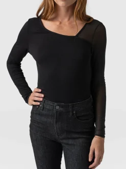 Saint and Sofia Aimee Cut Out Long Sleeve Tee - Black