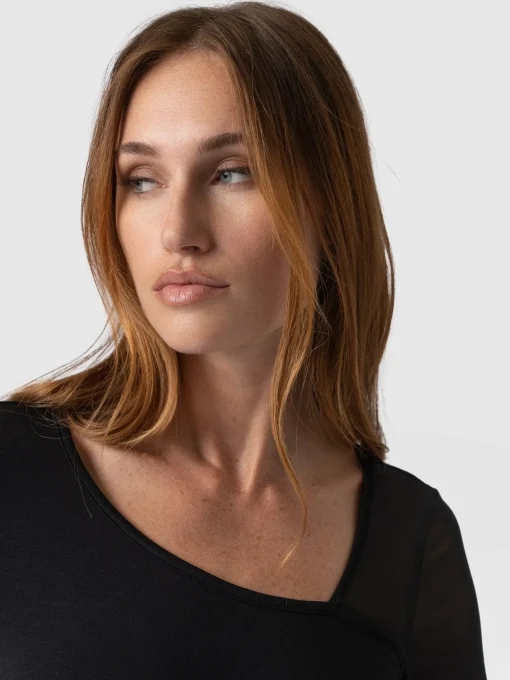 Saint and Sofia Aimee Cut Out Long Sleeve Tee - Black