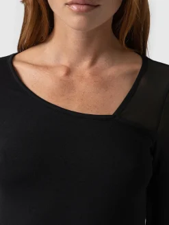 Saint and Sofia Aimee Cut Out Long Sleeve Tee - Black