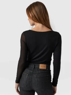 Saint and Sofia Aimee Cut Out Long Sleeve Tee - Black