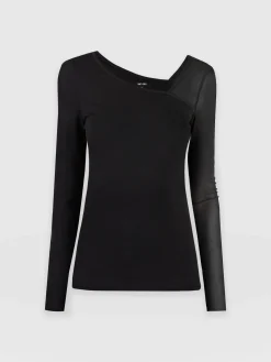 Saint and Sofia Aimee Cut Out Long Sleeve Tee - Black