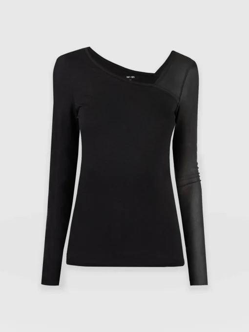 Saint and Sofia Aimee Cut Out Long Sleeve Tee - Black