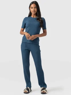 Saint and Sofia Apartment Pant - Teal Rib