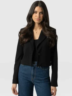 Saint and Sofia Astrid Cropped Blazer - Black