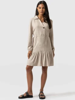 Saint and Sofia Aurelia Mini Linen Dress - Oatmeal
