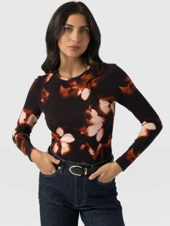 Saint and Sofia Austen Crew Neck Long Sleeve Tee - Orange Aurora