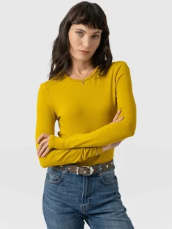 Saint and Sofia Austen Crew Neck Long Sleeve Tee - Mustard