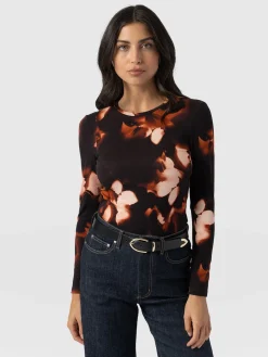 Saint and Sofia Austen Crew Neck Long Sleeve Tee - Orange Aurora