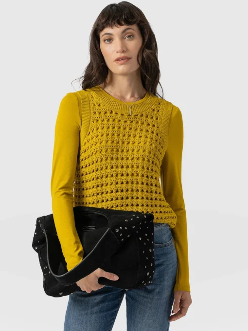 Saint and Sofia Austen Crew Neck Long Sleeve Tee - Mustard