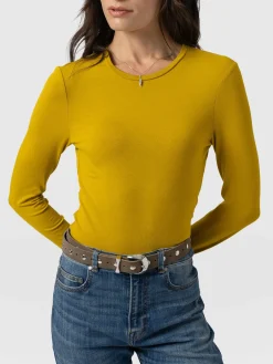 Saint and Sofia Austen Crew Neck Long Sleeve Tee - Mustard