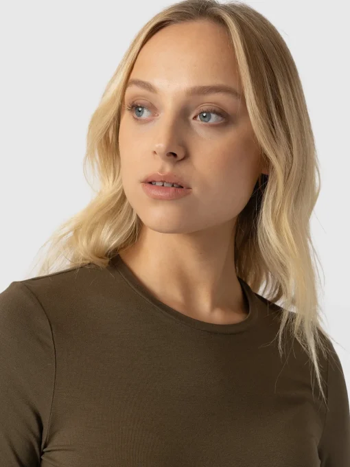 Saint and Sofia Austen Crew Neck Long Sleeve Tee - Khaki