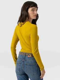 Saint and Sofia Austen Crew Neck Long Sleeve Tee - Mustard