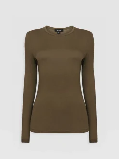 Saint and Sofia Austen Crew Neck Long Sleeve Tee - Khaki