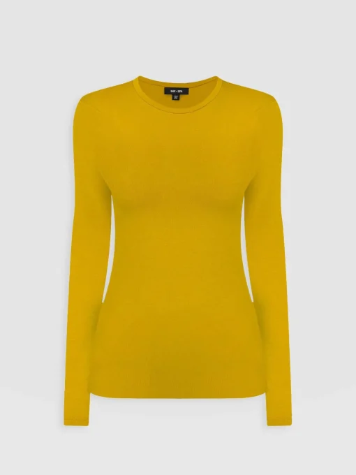 Saint and Sofia Austen Crew Neck Long Sleeve Tee - Mustard
