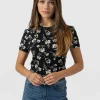 Saint and Sofia Austen Crew Neck Tee Short Sleeve - Black Spring Floral