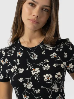 Saint and Sofia Austen Crew Neck Tee Short Sleeve - Black Spring Floral