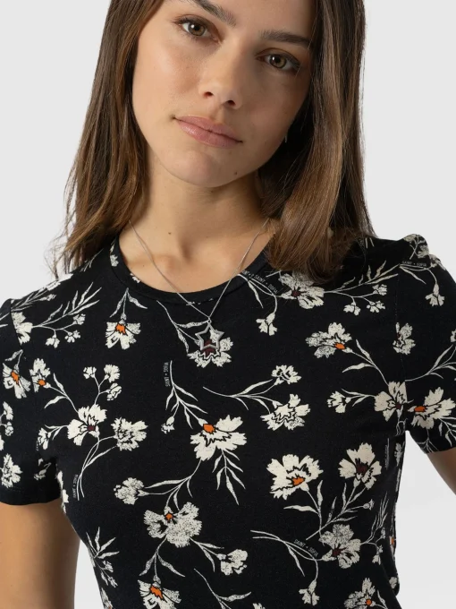 Saint and Sofia Austen Crew Neck Tee Short Sleeve - Black Spring Floral