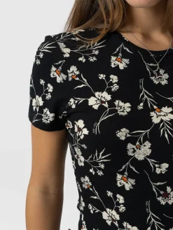 Saint and Sofia Austen Crew Neck Tee Short Sleeve - Black Spring Floral