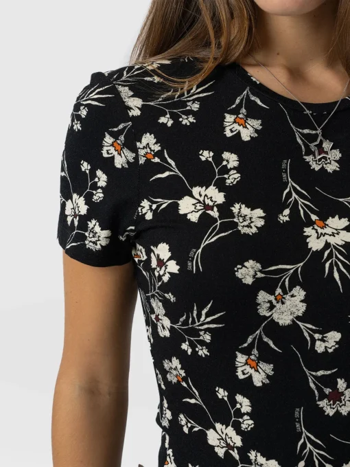 Saint and Sofia Austen Crew Neck Tee Short Sleeve - Black Spring Floral