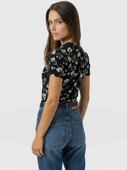 Saint and Sofia Austen Crew Neck Tee Short Sleeve - Black Spring Floral