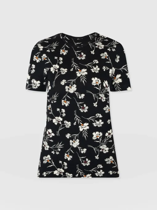 Saint and Sofia Austen Crew Neck Tee Short Sleeve - Black Spring Floral