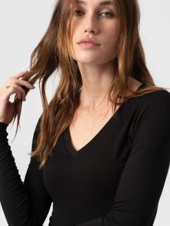 Saint and Sofia Austen V Neck Tee - Black