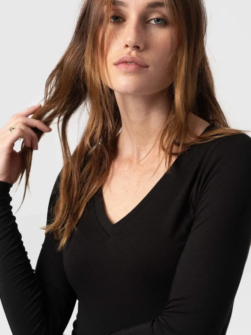 Saint and Sofia Austen V Neck Tee - Black