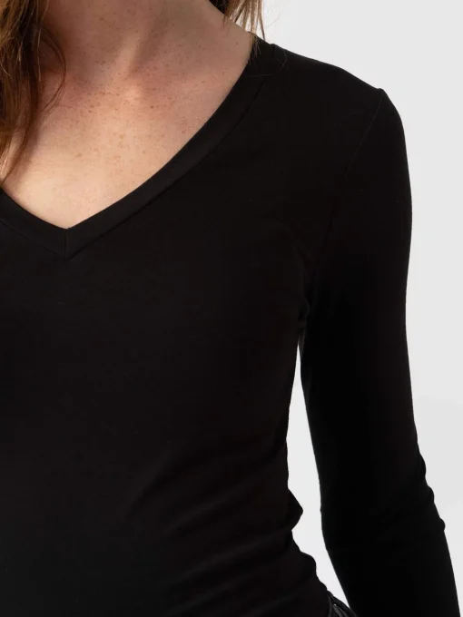 Saint and Sofia Austen V Neck Tee - Black