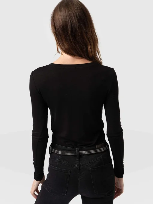 Saint and Sofia Austen V Neck Tee - Black