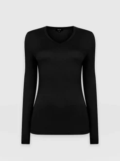Saint and Sofia Austen V Neck Tee - Black