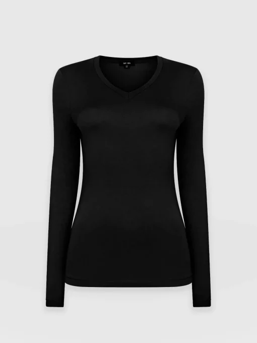 Saint and Sofia Austen V Neck Tee - Black