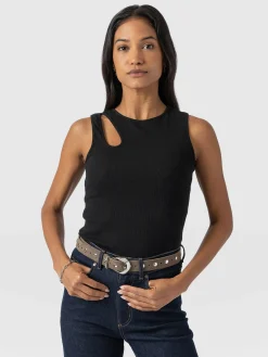 Saint and Sofia Axel Cut Out Vest - Black