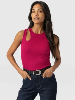 Saint and Sofia Axel Cut Out Vest - Fuchsia Pink