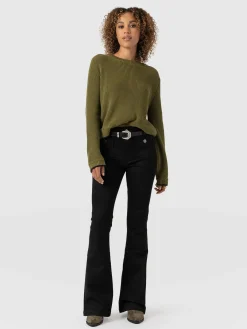 Saint and Sofia Bowie Stretch Flare Jeans - Jet Black