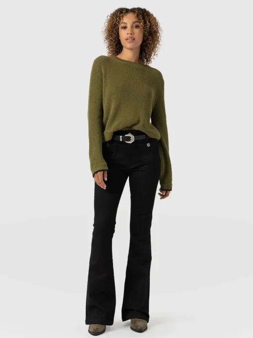 Saint and Sofia Bowie Stretch Flare Jeans - Jet Black