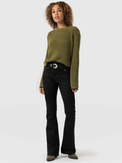 Saint and Sofia Bowie Stretch Flare Jeans - Jet Black