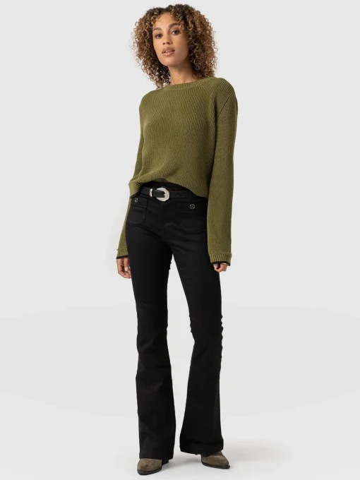 Saint and Sofia Bowie Stretch Flare Jeans - Jet Black