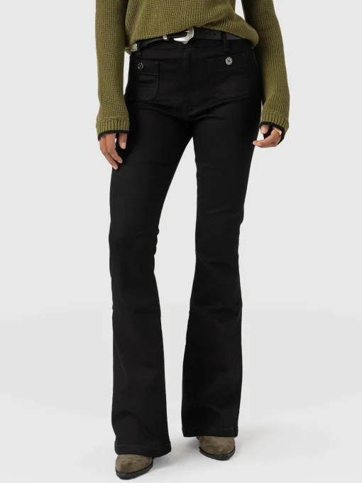 Saint and Sofia Bowie Stretch Flare Jeans - Jet Black