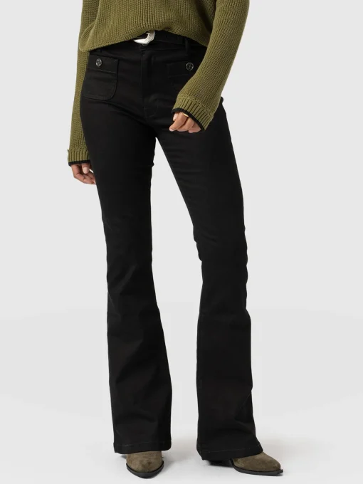 Saint and Sofia Bowie Stretch Flare Jeans - Jet Black