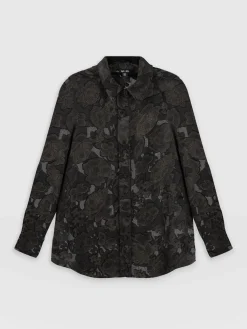 Saint and Sofia Boyfriend Shirt - Black & Gold Floral Burnout