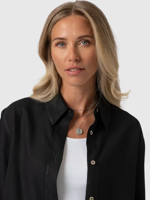 Saint and Sofia Boyfriend Shirt - Black Linen