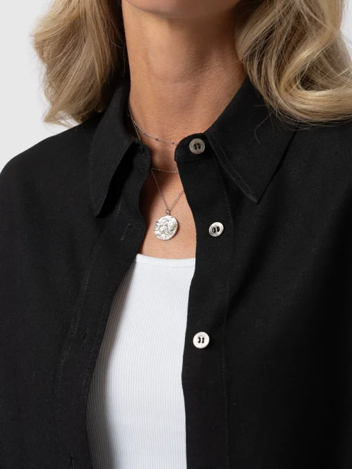 Saint and Sofia Boyfriend Shirt - Black Linen